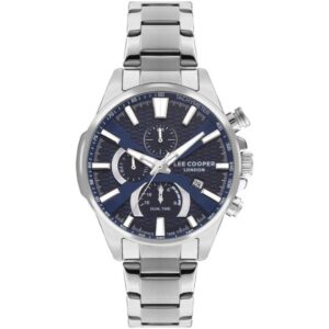 Lee Cooper Men's Multifunction Watch Analog Blue Dial Silver Metal Band LC07801.390