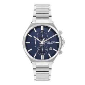 Lee Cooper Men's Multifunction Watch Analog Blue Dial Silver Metal Band LC07835.390