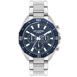 Lee Cooper Men's Multifunction Watch Analog Blue Dial Silver Metal Band LC07847.390