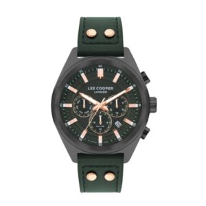 Lee Cooper Men's Multifunction Watch Analog Green Dial Green Leather Strap LC07842.077