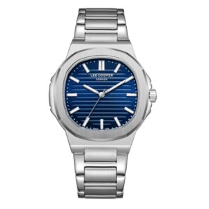 Lee Cooper Men's Watch Analog Blue Dial with Silver Stainless Steel Band LC08016.390