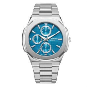 Lee Cooper Men's Watch Analog Blue Dial with Silver Stainless Steel Band LC08047.390