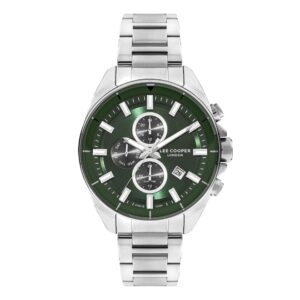 Lee Cooper Men's Watch Analog Green Dial Silver Metal Band LC07830.370