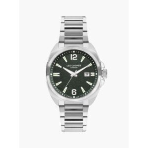 Lee Cooper Men's Watch Analog Green Dial Silver Metal Band LC07839.370