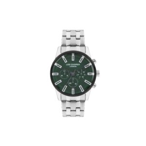 Lee Cooper Men's Watch Analog Green Dial Silver Metal Band LC07879.370