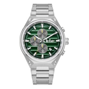 Lee Cooper Men's Watch Analog Green Dial with Silver Stainless Steel Band LC08026.370