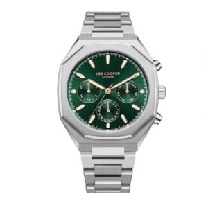 Lee Cooper Men's Watch Analog Green Dial with Silver Stainless Steel Band LC08045.370