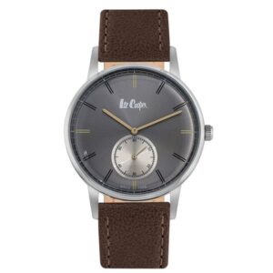 Lee Cooper Men's Watch Analog Grey Dial Brown Leather Strap LC06673.392