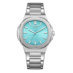 Lee Cooper Men's Watch Analog Tiffany Blue Dial with Silver Stainless Steel Band LC08016.300