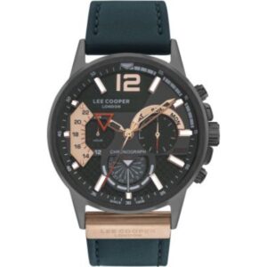 Lee Cooper Men's Watch Black Dial Green Leather Strap LC07614.064