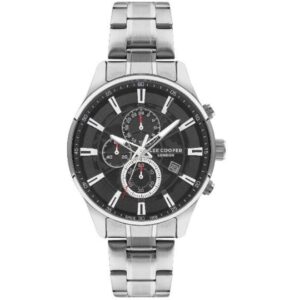 Lee Cooper Men's Watch Black Dial Silver Metal Strap LC07670.350