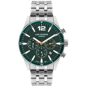 Lee Cooper Men's Watch Green Dial Silver Metal Strap LC07641.370