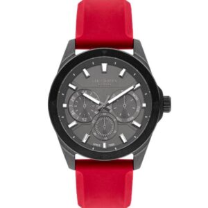 Lee Cooper Men's Watch Gun Dial Red Silicone Strap LC07626.668