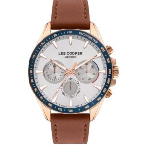 Lee Cooper Men's Watch Silver Dial Brown Leather Strap LC07598.434