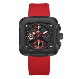 Lee Cooper Men's Watches Analog Black Dial with Red Resin Strap LC08012.658