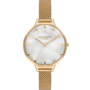 Lee Cooper Women's Analog White Dial Gold Stainless Steel Strap Watch LC07433.120