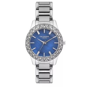 Lee Cooper Women's Watch Analog Blue Dial Silver Metal Strap LC07869.390