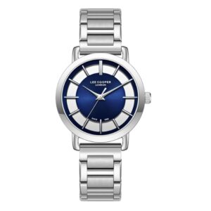 Lee Cooper Women's Watch Analog Blue Dial with Silver Stainless Steel Band LC08037.390