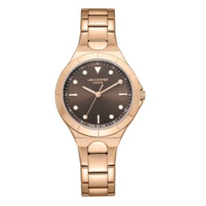 Lee Cooper Women's Watch Analog Brown Dial with Rose Gold Stainless Steel Band LC07999.440