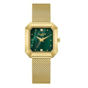 Lee Cooper Women's Watch Analog Green Dial with Gold Stainless Steel Band LC08027.170