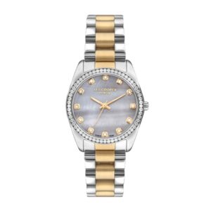 Lee Cooper Women's Watch Analog Grey Mother of Pearl Dial Two Tone Stainless Steel Strap LC07478.260