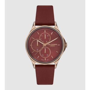 Lee Cooper Women's Watch Analog Maroon Dial Maroon Leather Strap LC07243.488