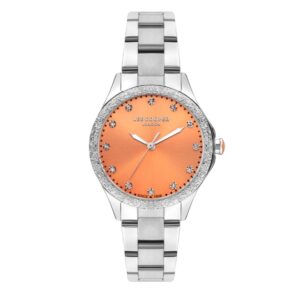 Lee Cooper Women's Watch Analog Orange Dial Silver Metal Band LC07840.380