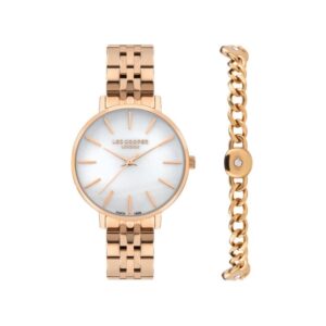 Lee Cooper Women's Watch Analog Silver Dial Rose-Gold Stainless Steel Strap LC07857.420