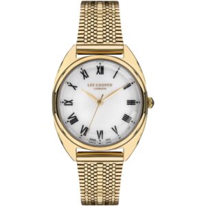 Lee Cooper Women's Watch Analog White Dial Gold Stainless Steel Strap LC07234.130