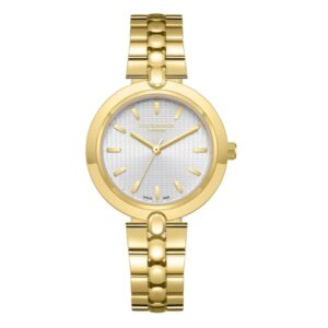 Lee Cooper Women's Watch Analog White Dial with Gold Stainless Steel Band LC08057.130