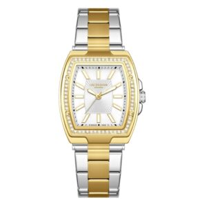 Lee Cooper Women's Watch Analog White Dial with Silver/ Gold Stainless Steel Band LC08058.220