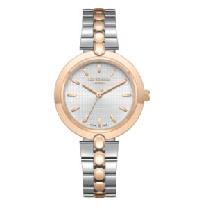 Lee Cooper Women's Watch Analog White Dial with Silver/Rose Gold Stainless Steel Band LC08057.530