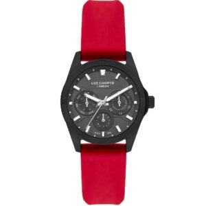 Lee Cooper Women's Watch Black Dial Red Silicone Strap LC07625.668