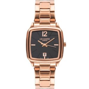 Lee Cooper Women's Watch Black Dial Rose Gold Metal Strap LC07612.450