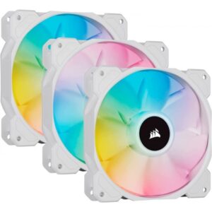 Corsair iCUE SP120 RGB ELITE Performance 120mm White PWM Fan Triple Pack with Lighting Node CORE