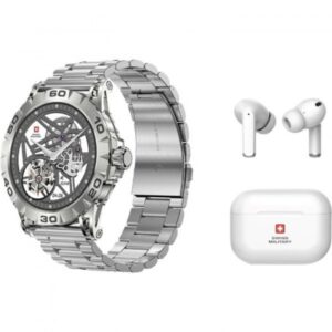 Swiss Military Smart Watch DOM 2 Silver + DELTA 1 TWLS Earbuds